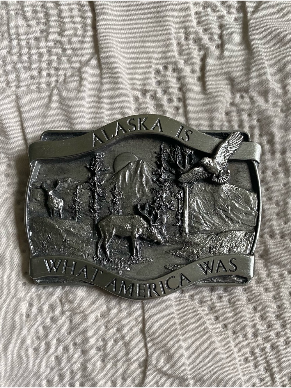 🍀VTG “Alaska Is What America Was” Belt Buckle 1981